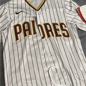Nike White and Brown Striped Jersey